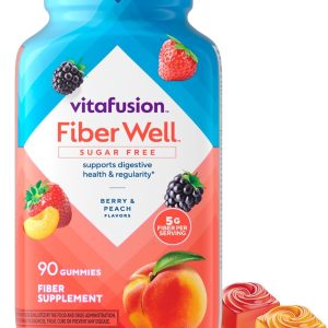 Vitafusion Fiber Well Gummies, Sugar Free Fiber Supplement, Gummies for Adults, Strawberry & Blackberry Flavors, 90 Count